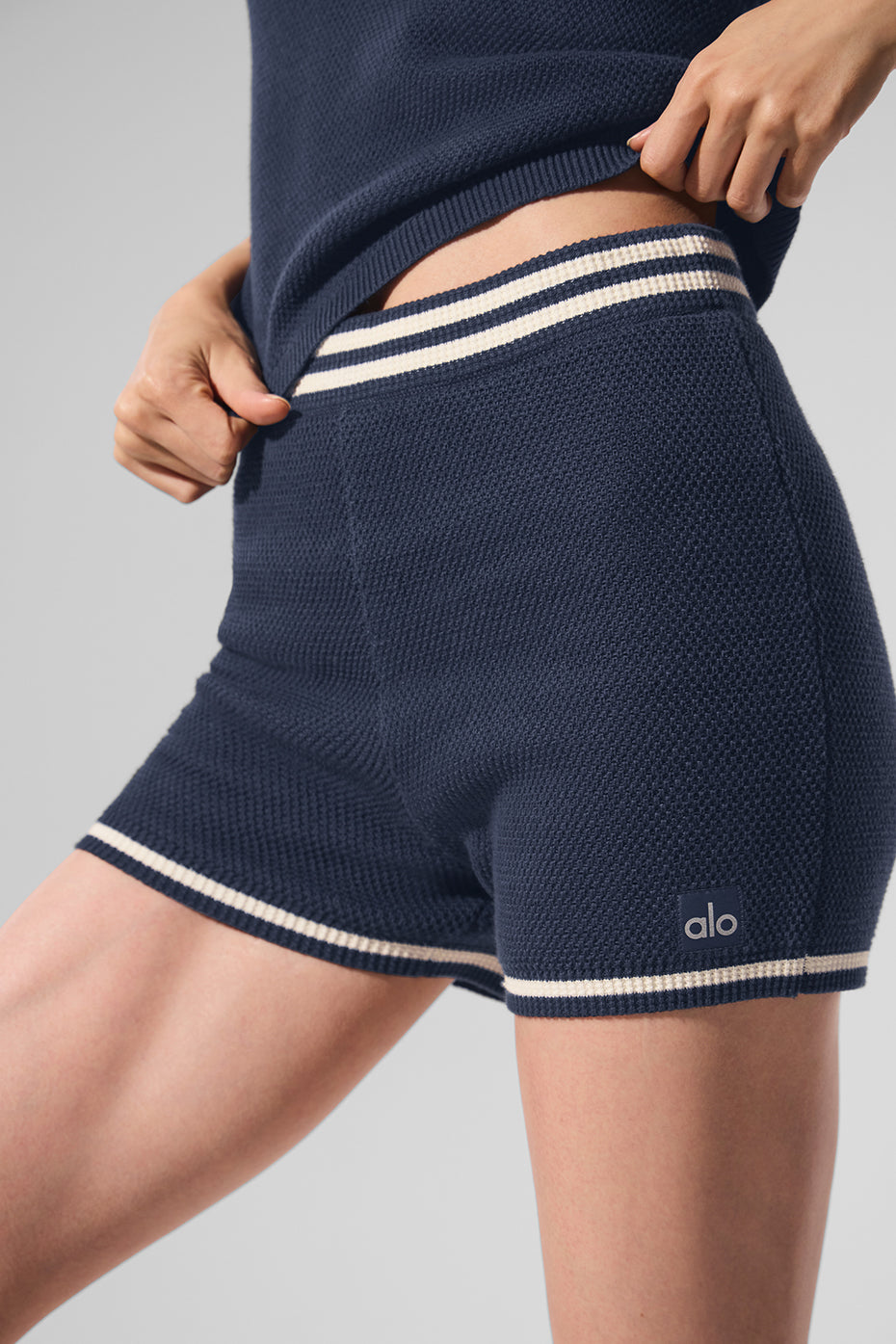 Tennis Club Sweater Knit Hot Short - Navy/Ivory--1