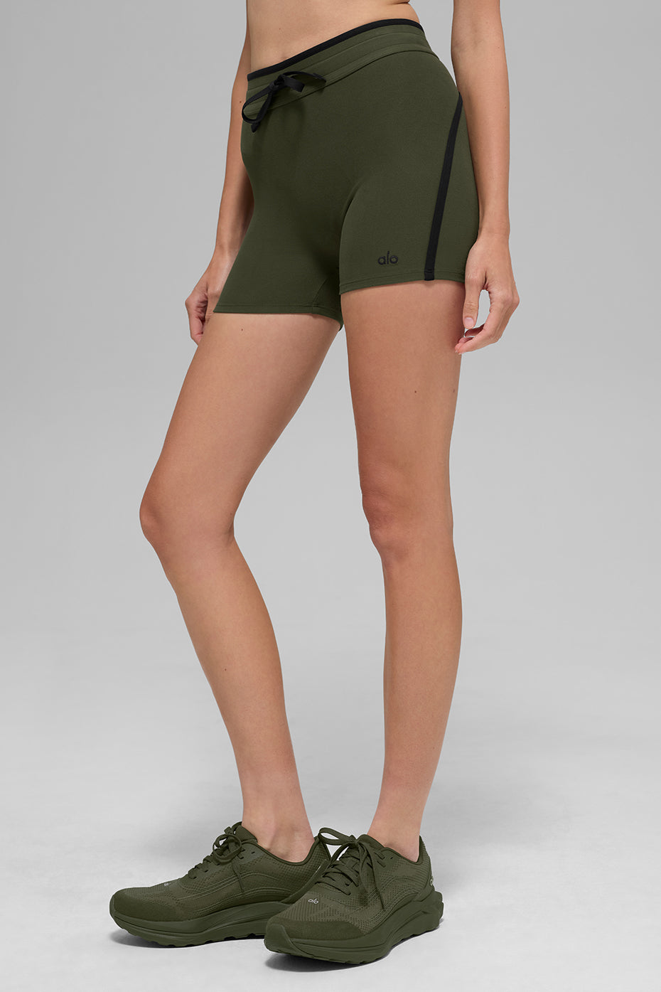 4" Airbrush High-Waist Race Pace Short - Green Olive/Black--5