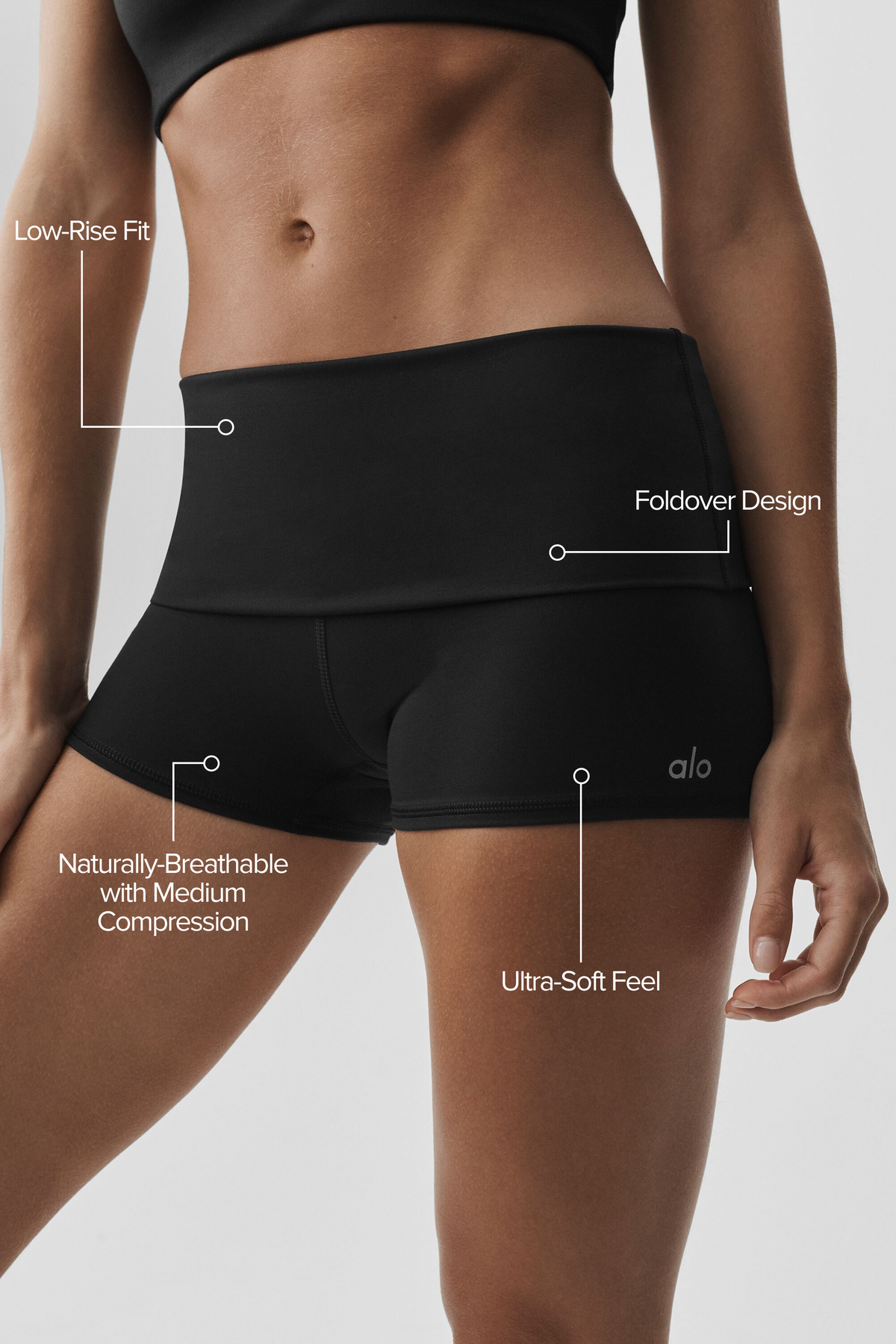 3" ALO Softsculpt Low-Rise Foldover Short - Black--1