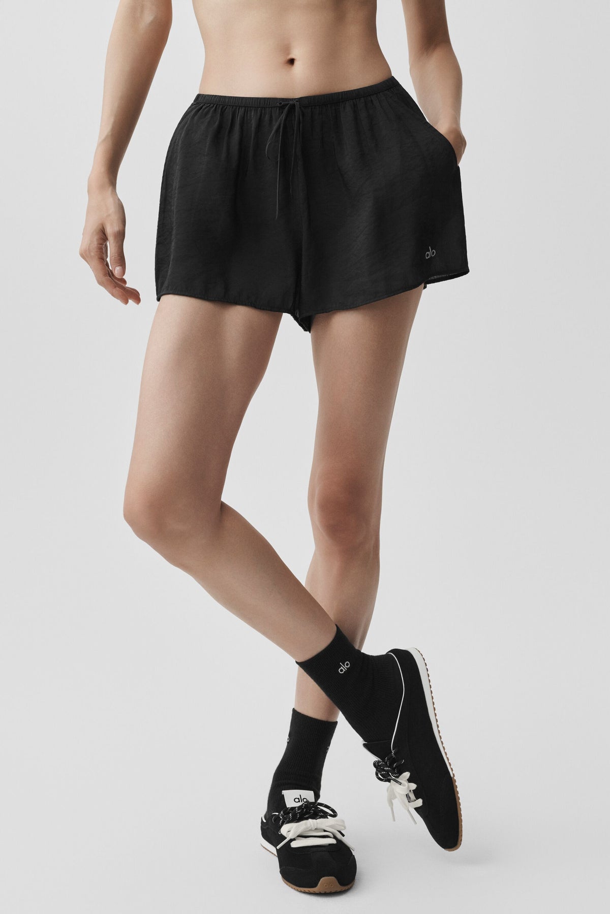 Semi-Sheer Golden Hour Mid-Rise Short - Black--2