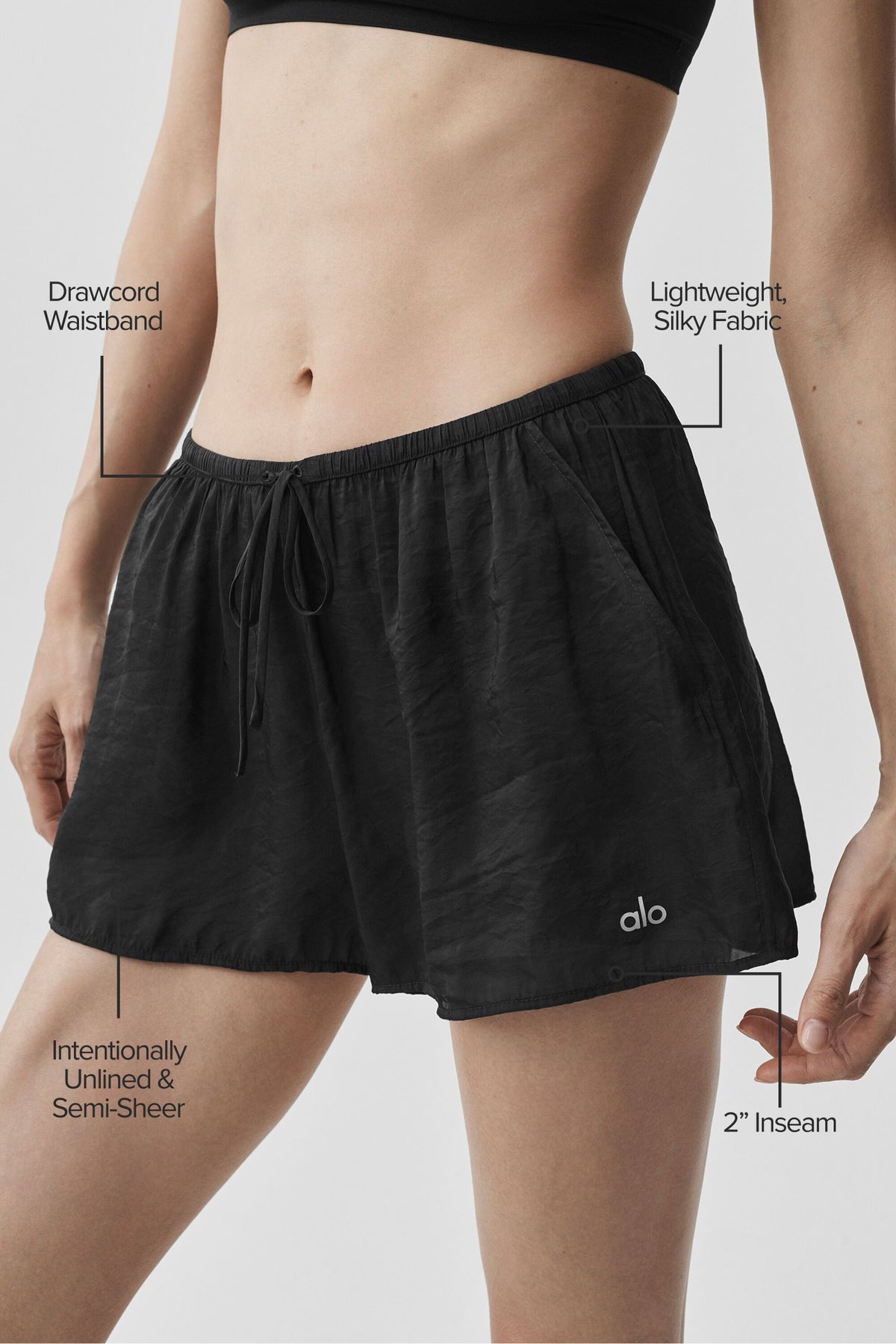 Semi-Sheer Golden Hour Mid-Rise Short - Black--1