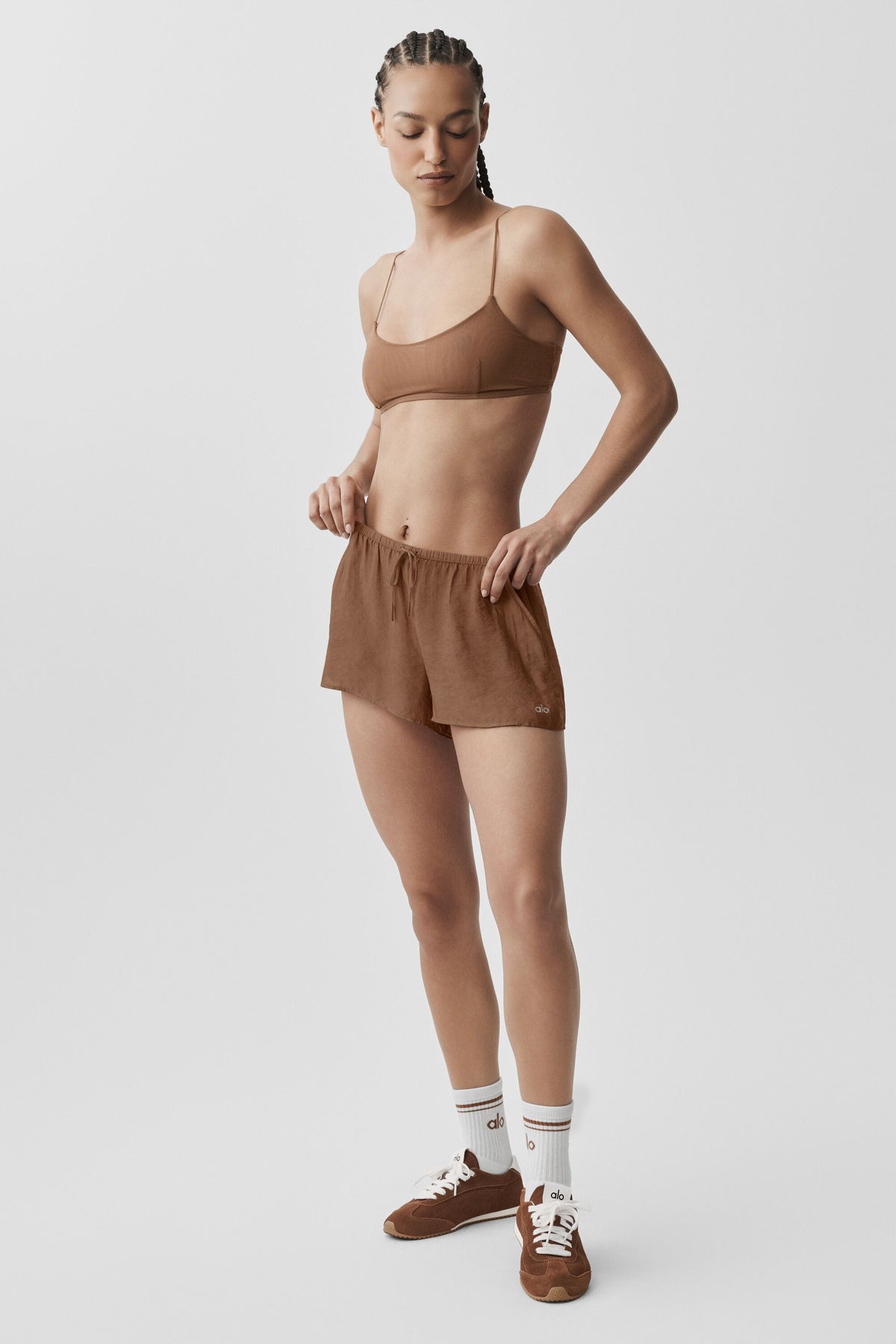 Semi-Sheer Golden Hour Mid-Rise Short - Sun Kissed Brown--3