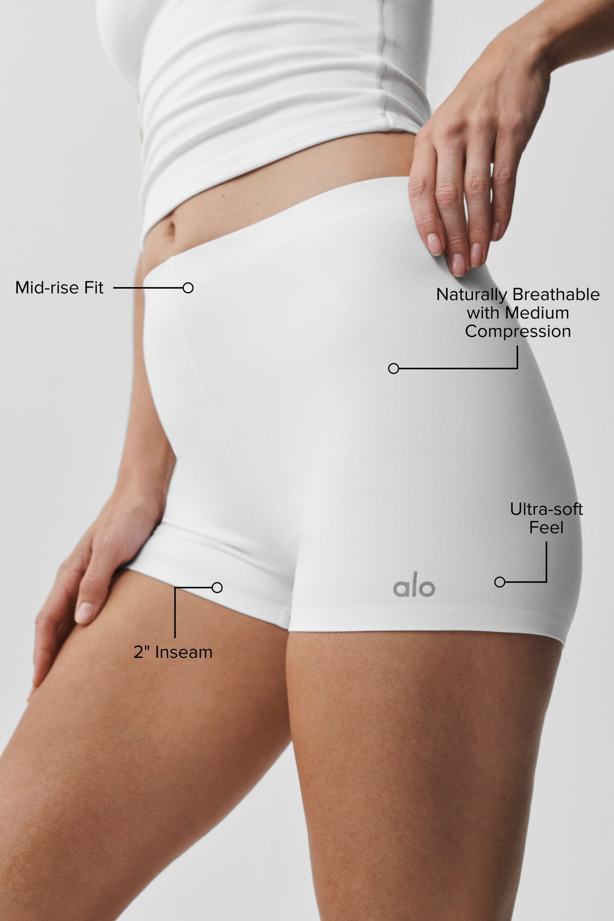 2" ALO Softsculpt Mid-Rise Short - White--1
