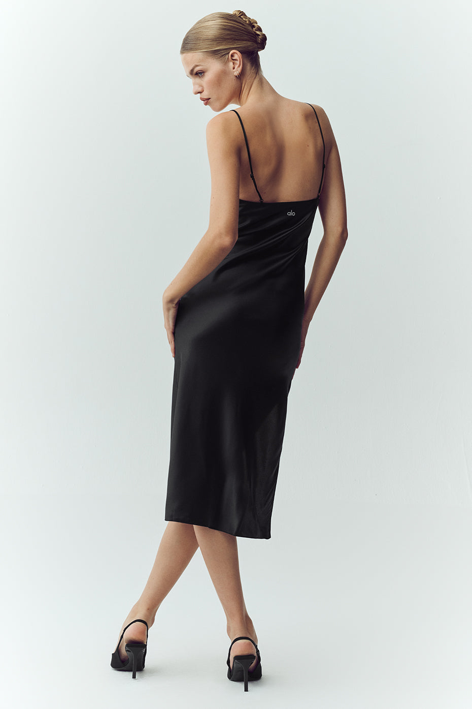 Silk Luminous Slip Dress - Black--4