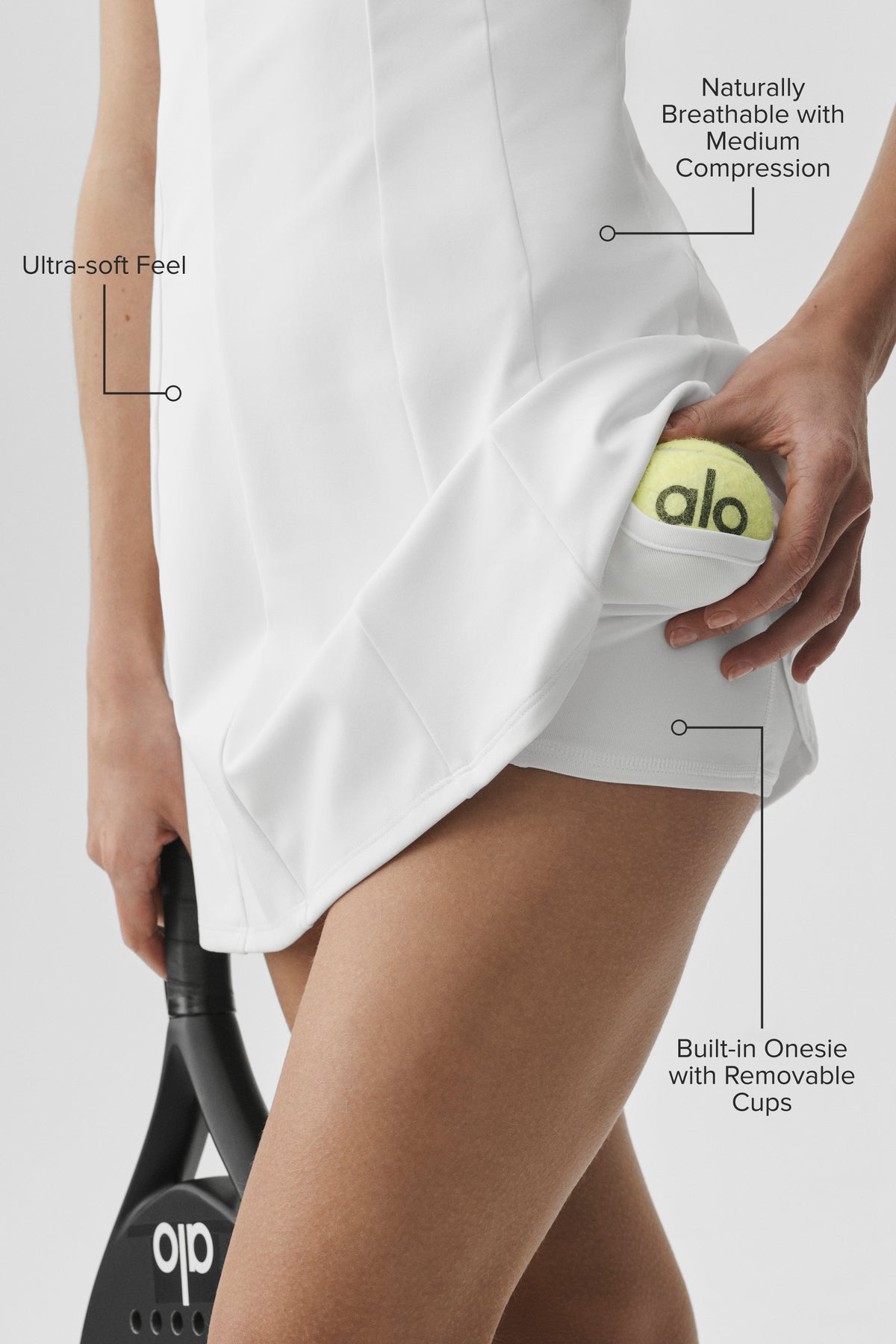 ALO Softsculpt Desire Tennis Dress - White--1