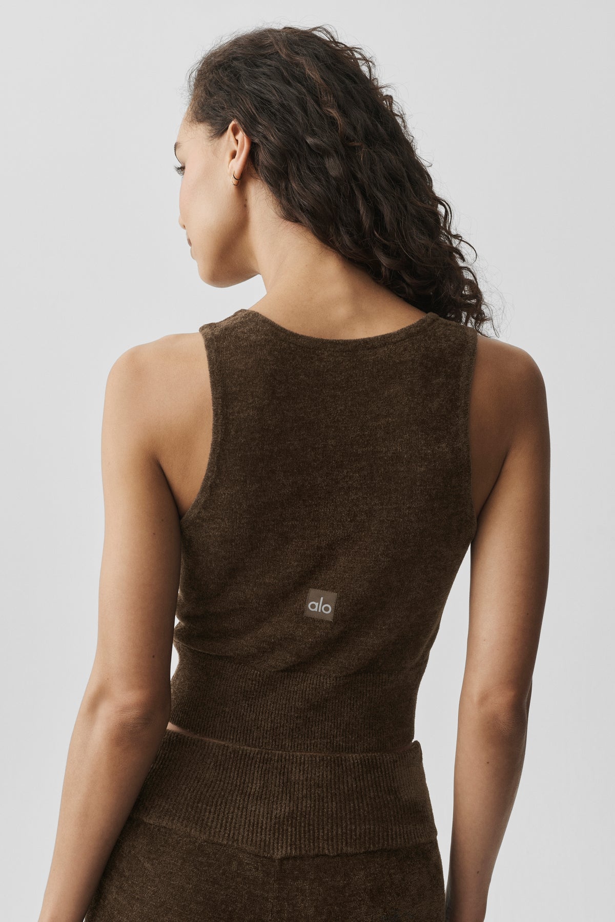 Micro Chenille Button Down Tank - Espresso--3