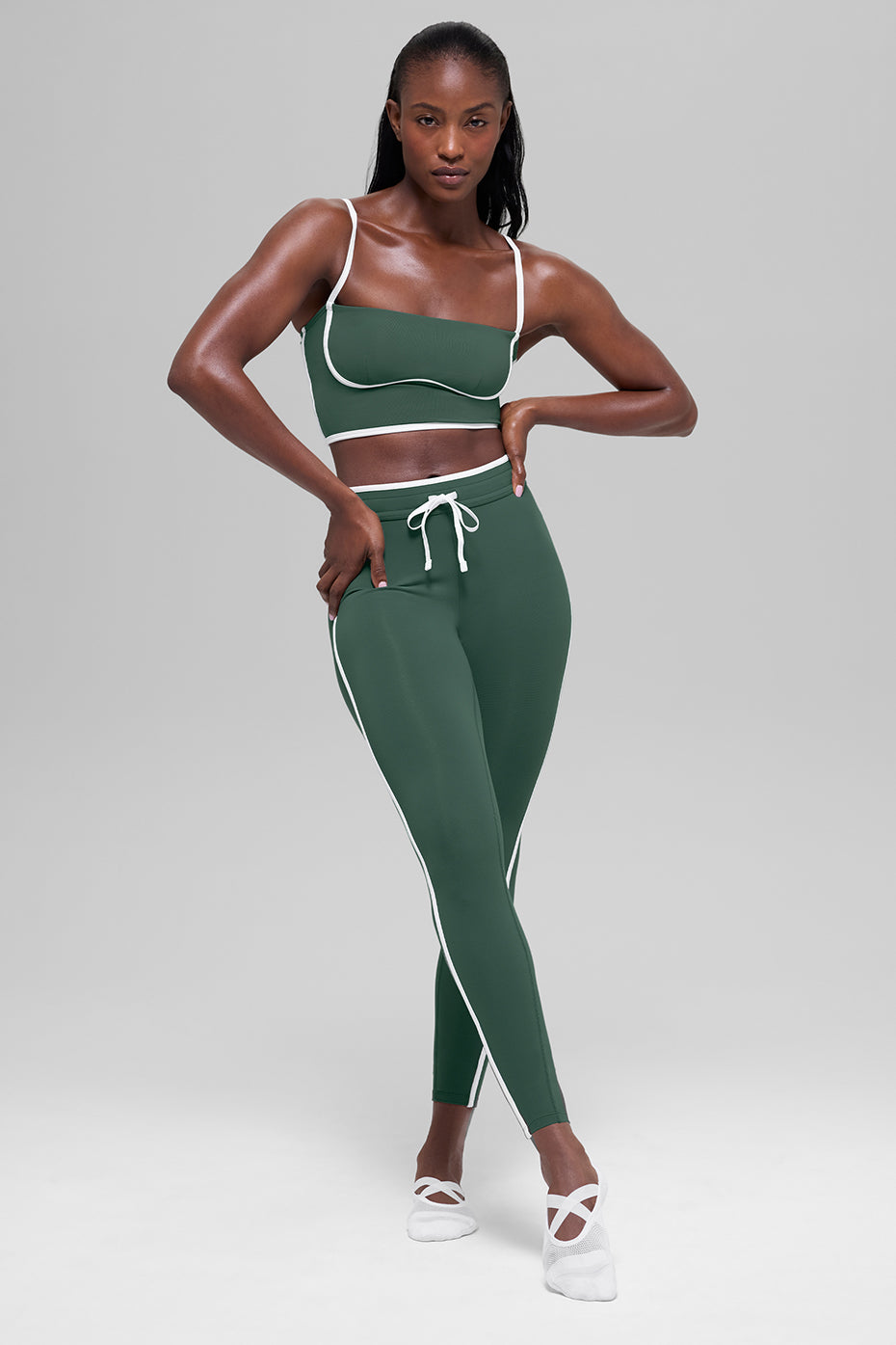Airbrush Streamlined Bra Tank - Clover Green/White--4