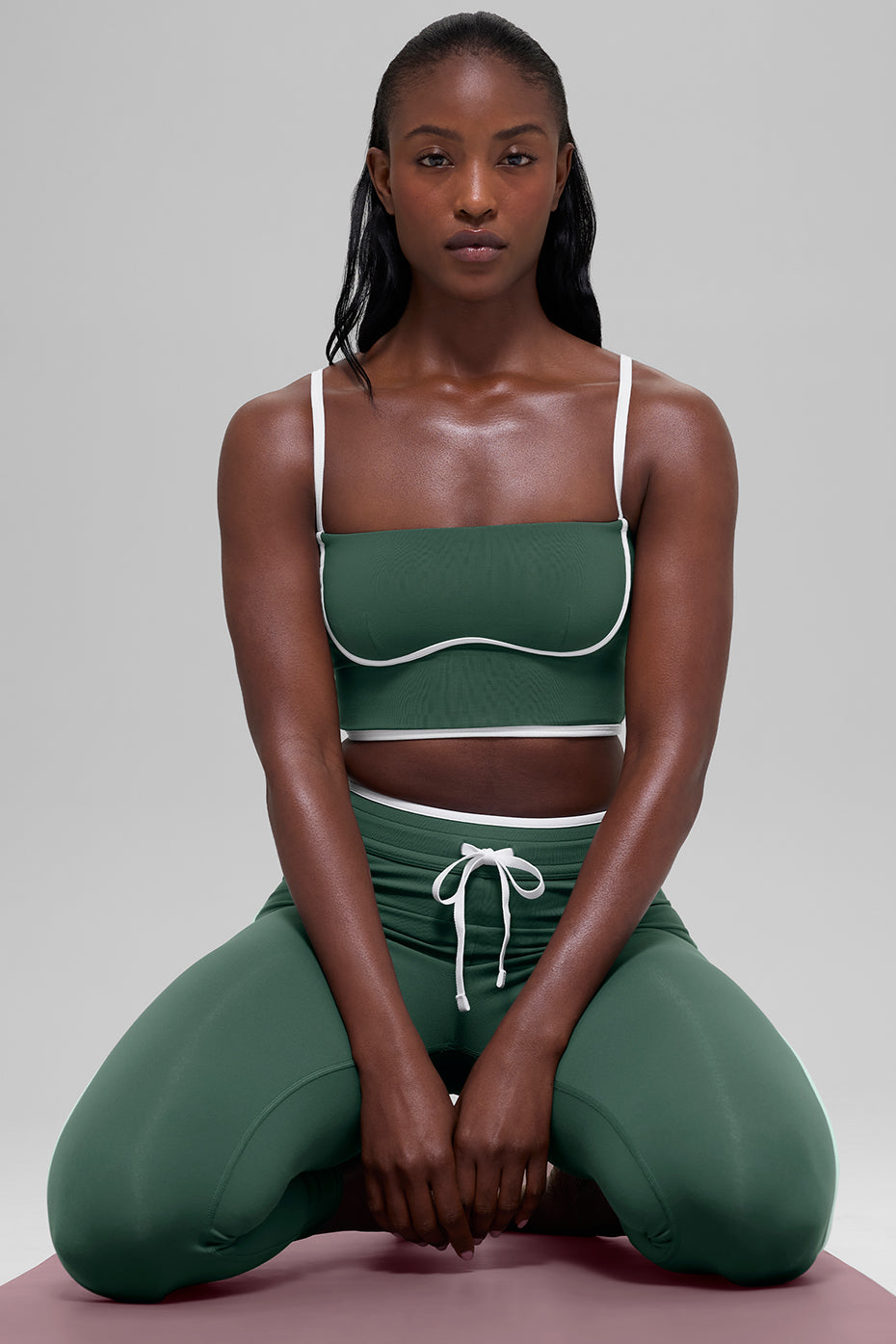 Airbrush Streamlined Bra Tank - Clover Green/White--0