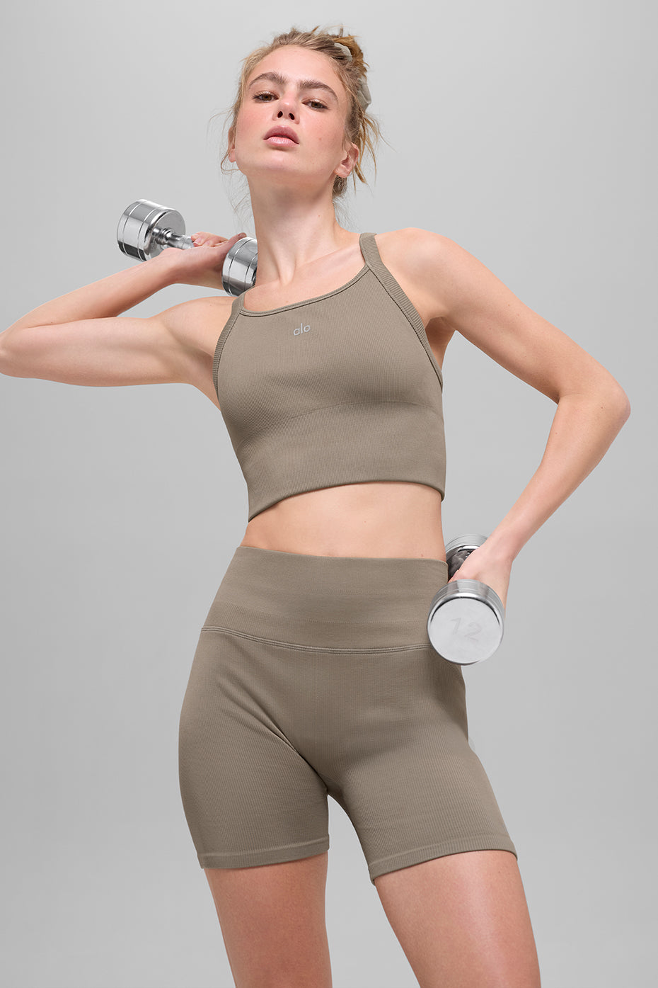 Seamless Ribbed Favorite Bra Tank - Light Cocoa--0