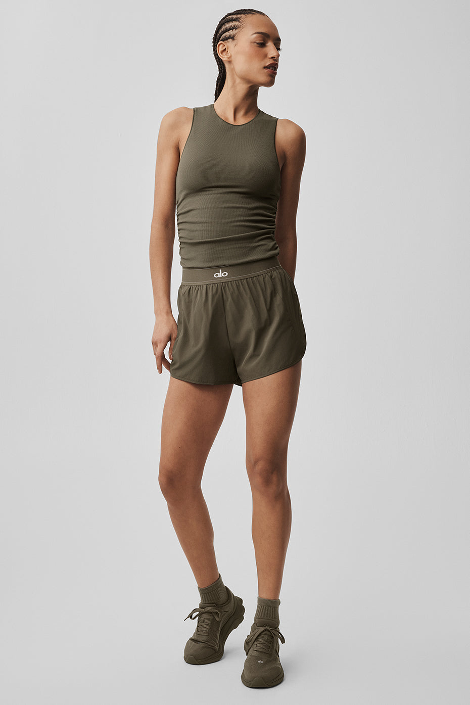 Ribbed En Pointe Tank - Olive Tree--4