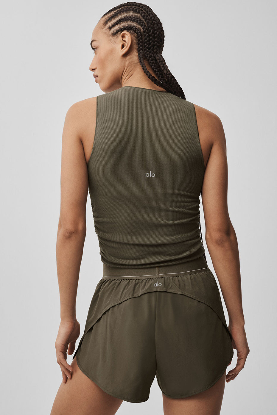 Ribbed En Pointe Tank - Olive Tree--1
