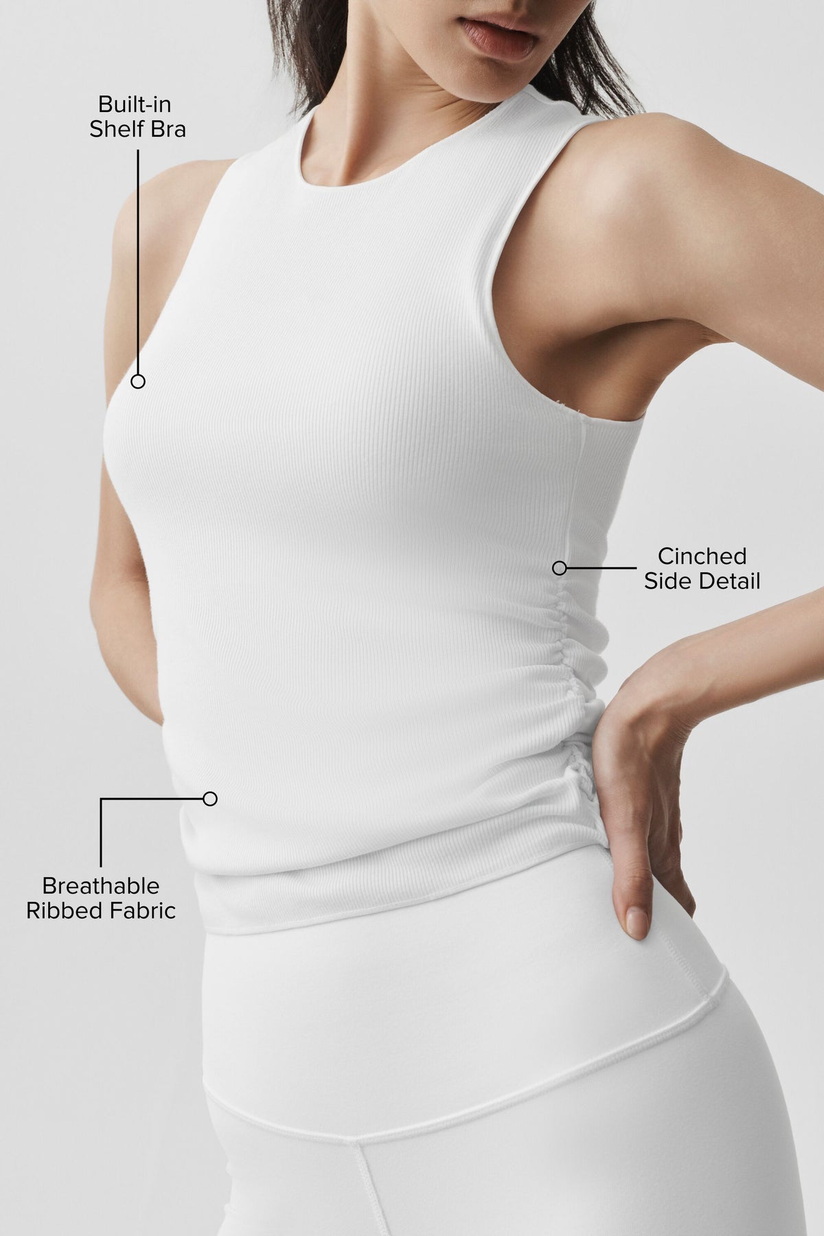 Ribbed En Pointe Tank - White--1