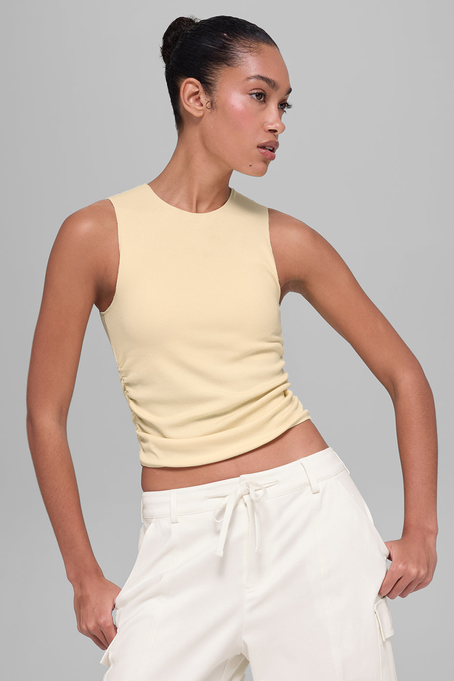 Ribbed En Pointe Tank - Candlelight Yellow--0