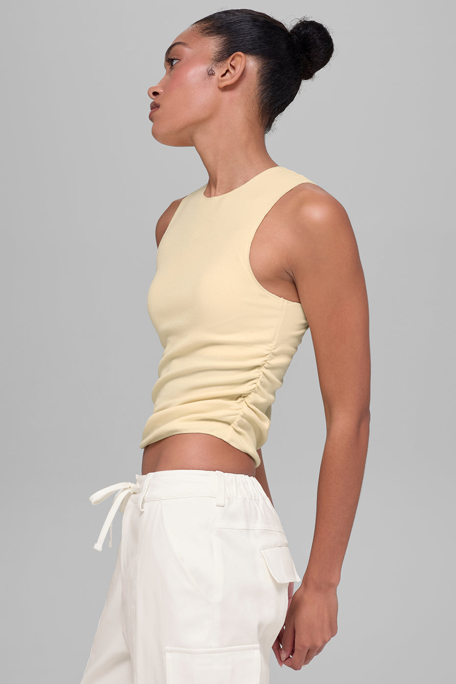 Ribbed En Pointe Tank - Candlelight Yellow--2