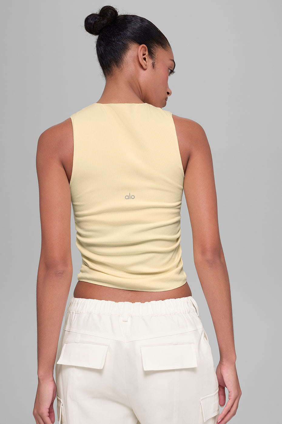 Ribbed En Pointe Tank - Candlelight Yellow--1