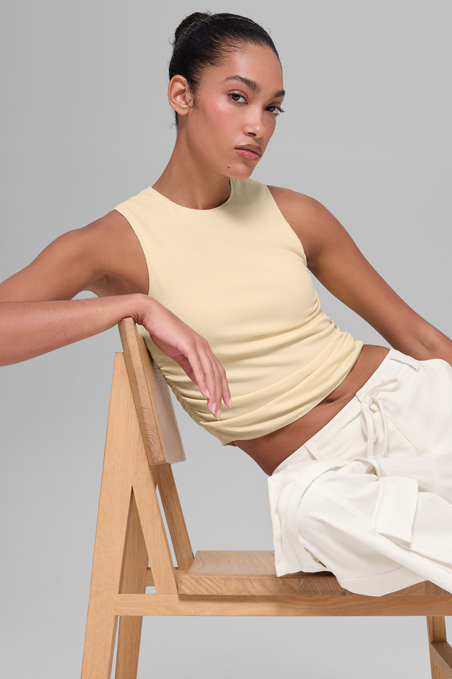 Ribbed En Pointe Tank - Candlelight Yellow--4