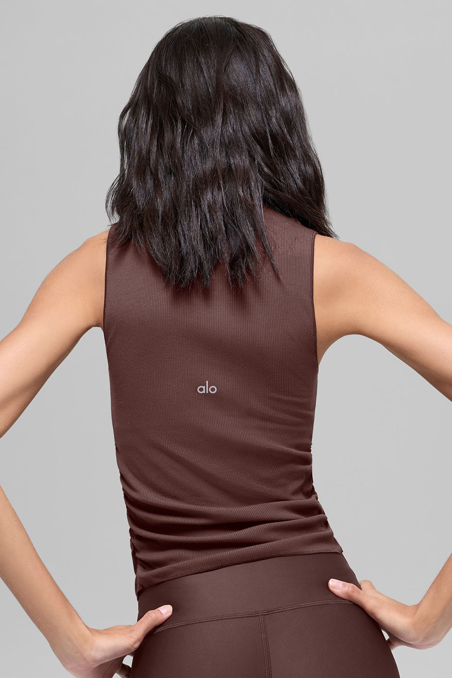 Ribbed En Pointe Tank - Brownstone--1