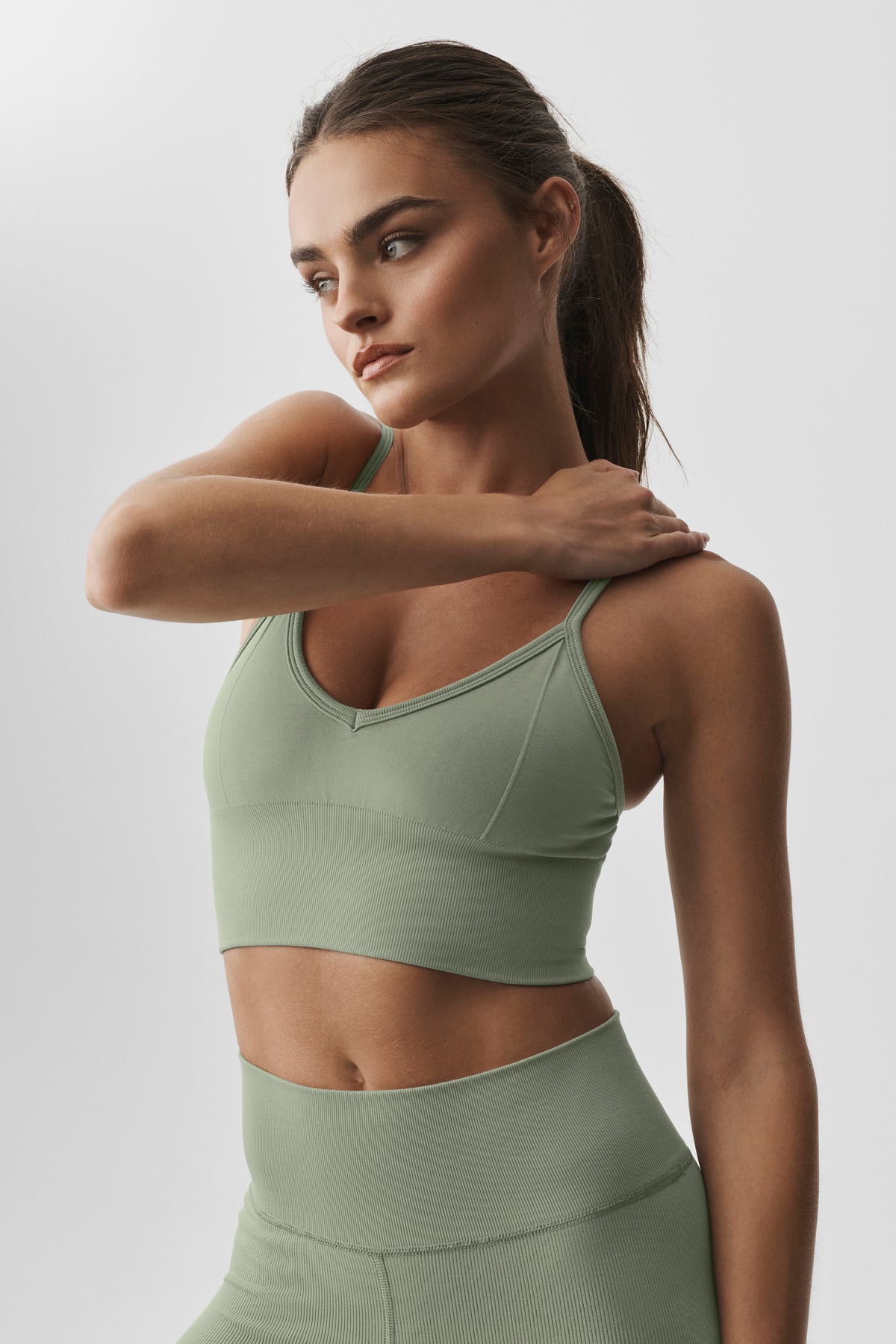 Seamless Modal Ribbed Delight Bralette - Dune Grass--2