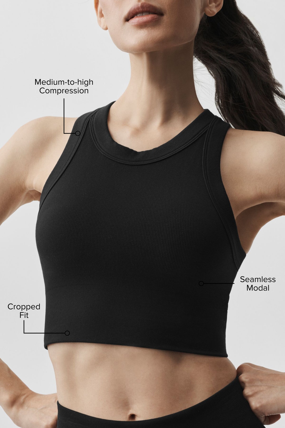 Seamless Modal Ribbed High Neck Delight Bra - Black--1