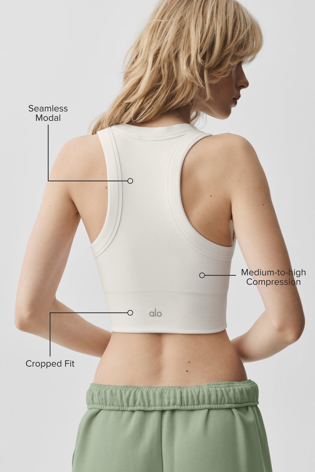 Seamless Modal Ribbed High Neck Delight Bra - White--1