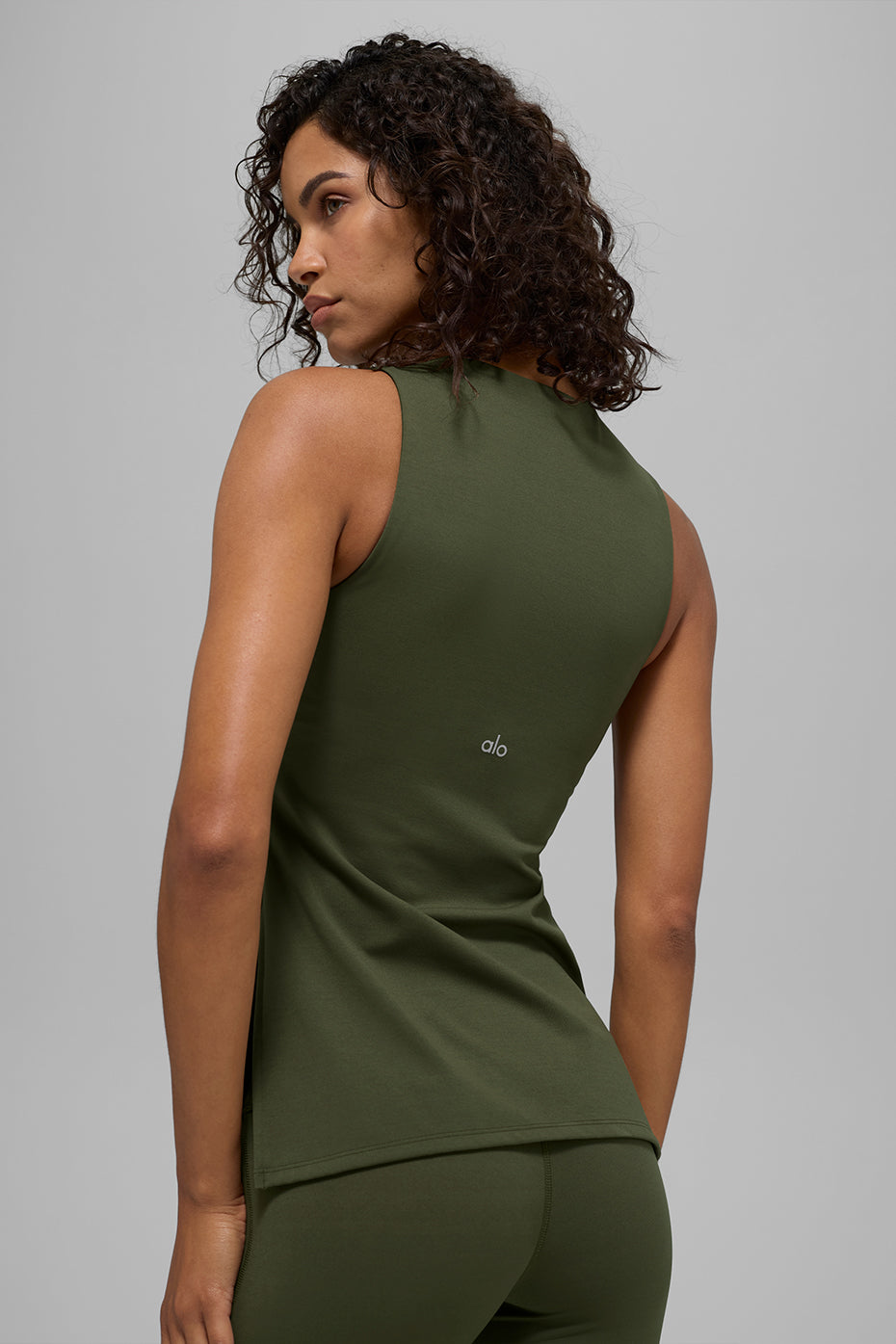 ALO Softsculpt Precision Full Length Bra Tank - Green Olive--1