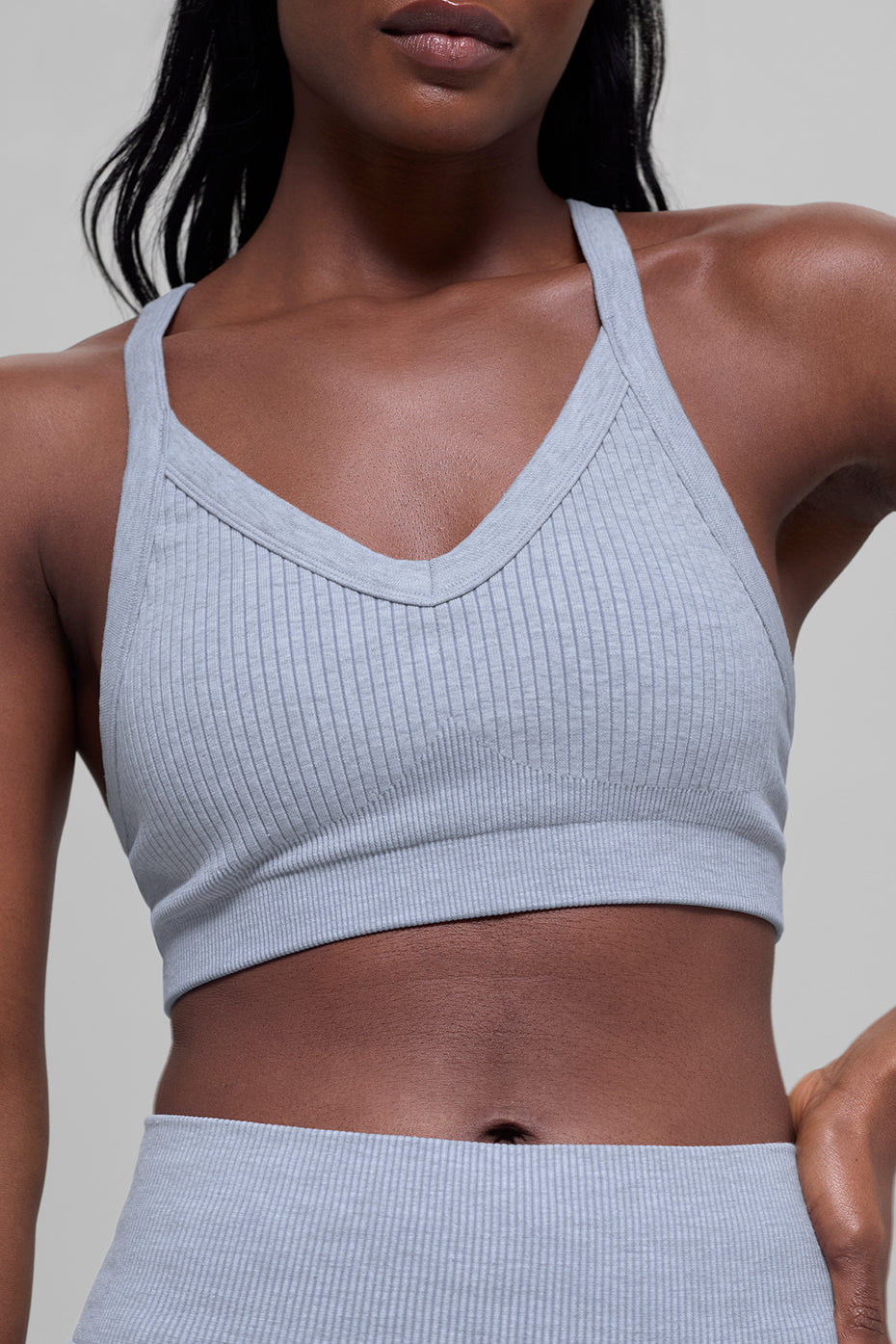 Seamless Two Tone Rib Bra - Winter Frost Heather--1