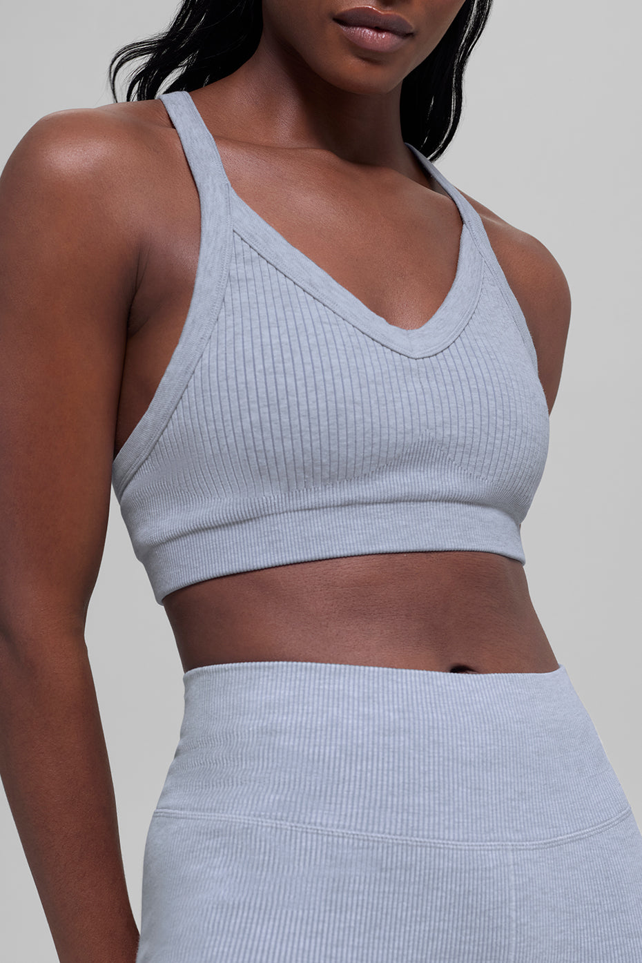Seamless Two Tone Rib Bra - Winter Frost Heather--3