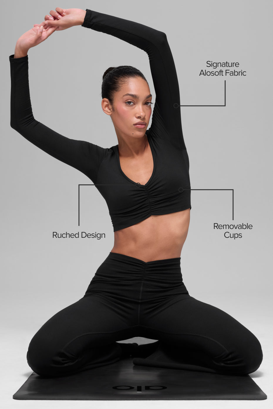 Alosoft Intuition Long Sleeve Bra - Black--1