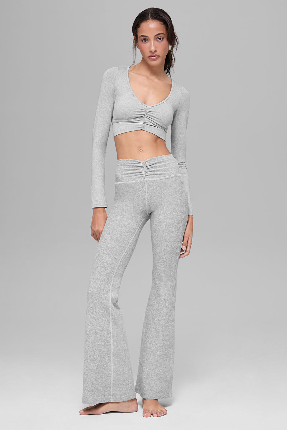 Alosoft Intuition Long Sleeve Bra - Athletic Heather Grey--4