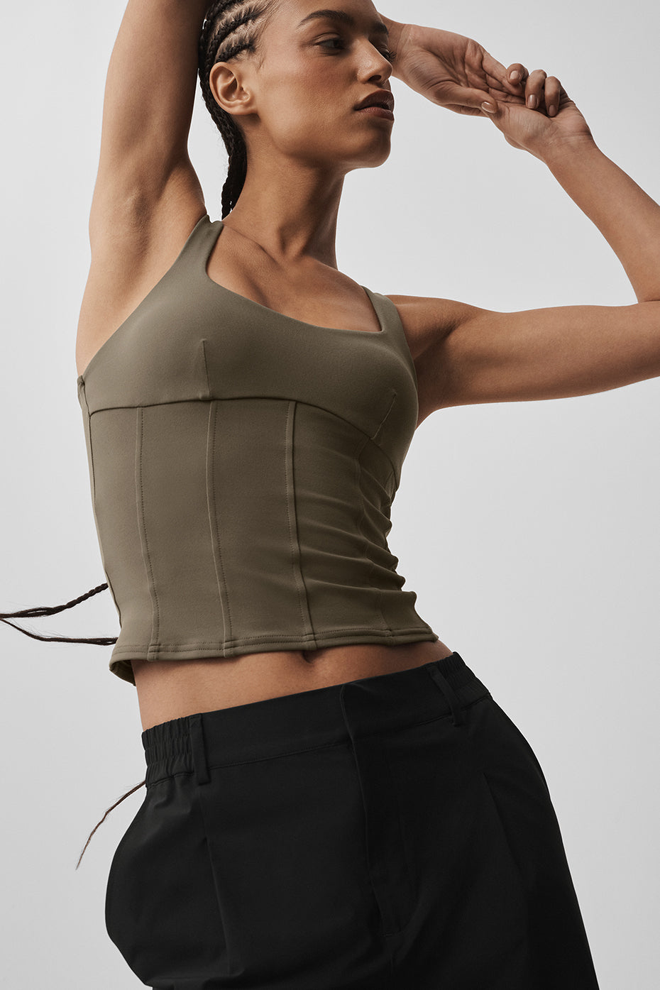 Airbrush Sparks Fly Corset Tank - Olive Tree--3