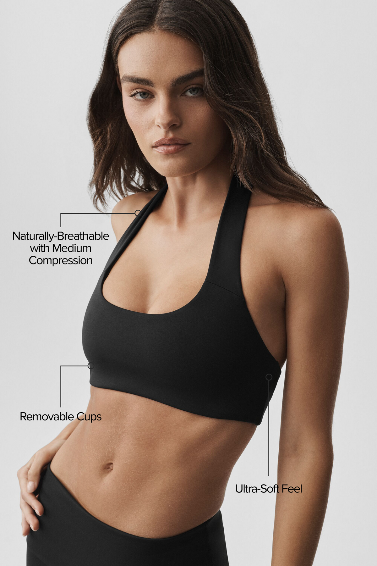 ALO Softsculpt Feel The Heat Halter Bra - Black--1