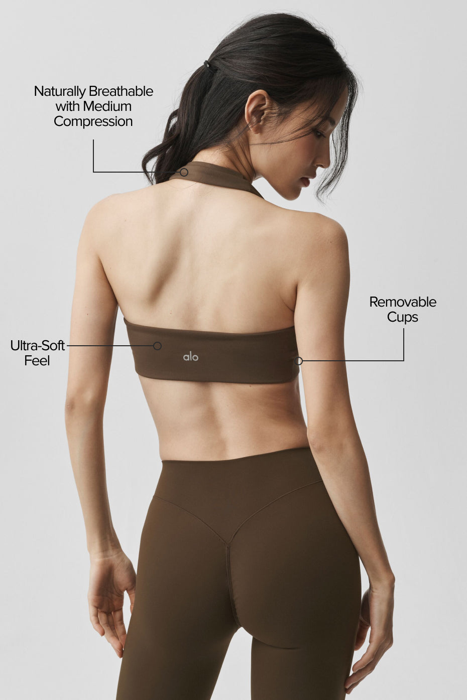 ALO Softsculpt Feel The Heat Halter Bra - Espresso--1