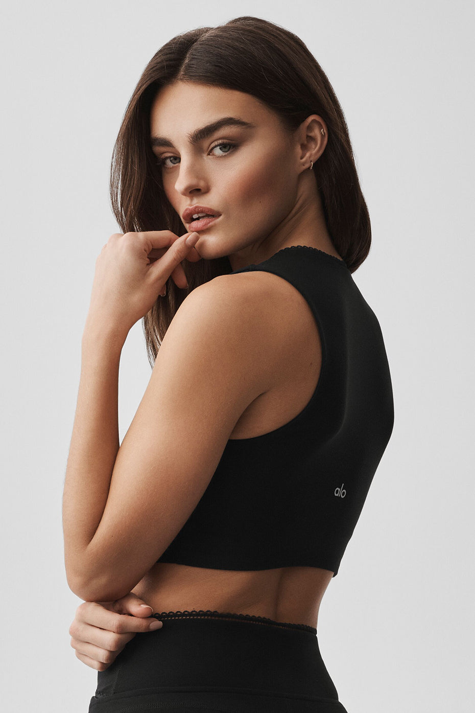 Alosoft Affection V-Neck Bra Tank - Black--3