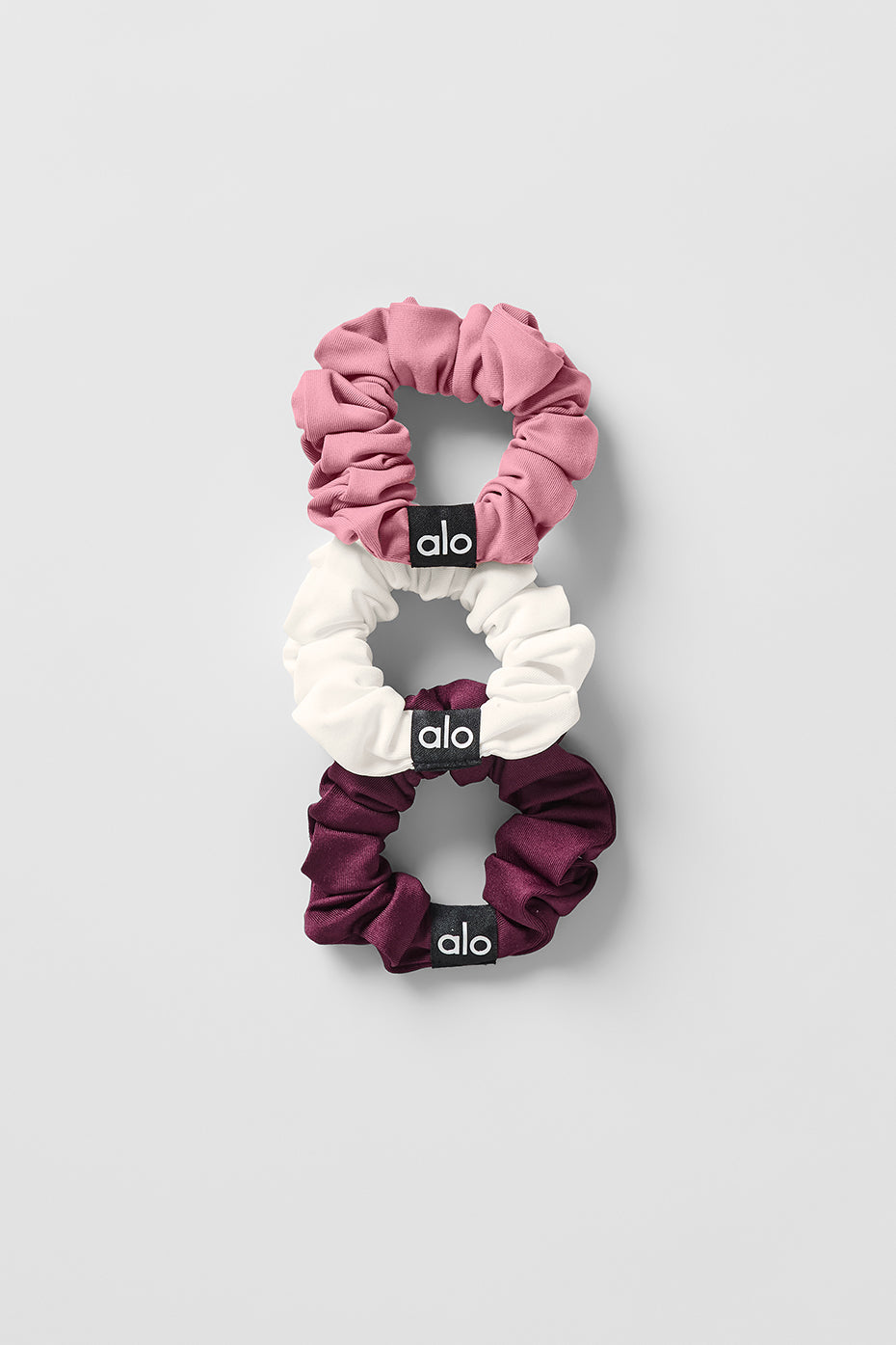 Fresh Mini Scrunchie 3-Pack - Burgundy/Pink Wild Rose/Ivory--0