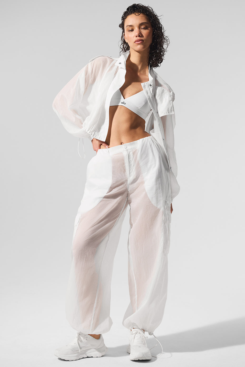Cropped Game Time Full Zip Jacket - White--4