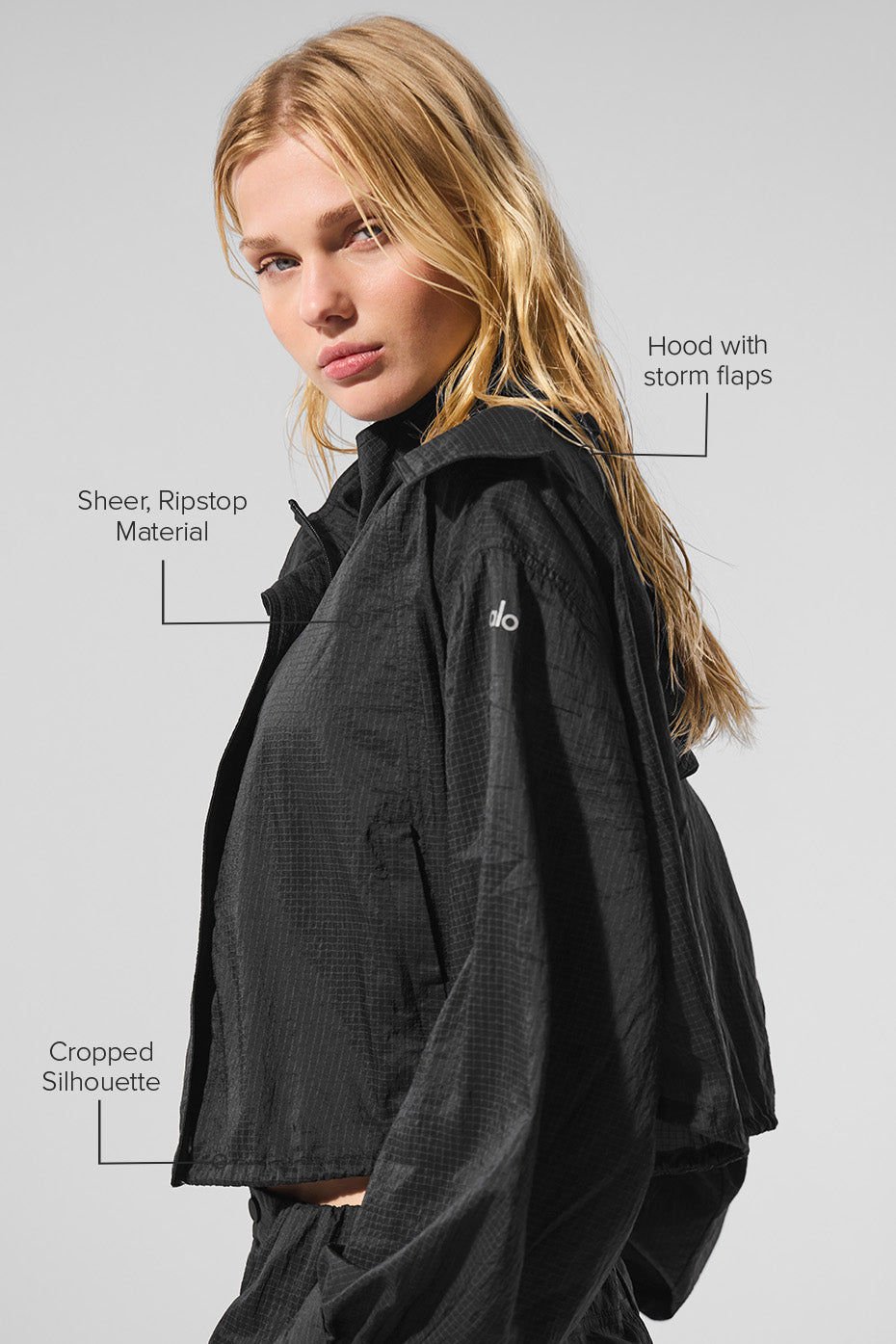 Cropped Game Time Full Zip Jacket - Black--1