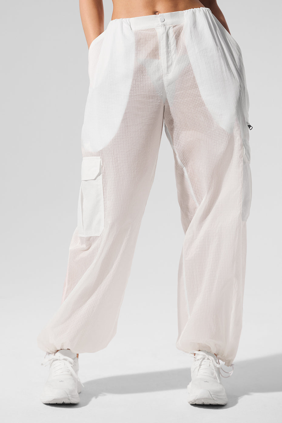 Sheer Game Time Wide Leg Jogger - White--3