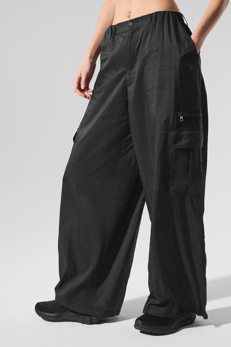 Sheer Game Time Wide Leg Jogger - Black--0