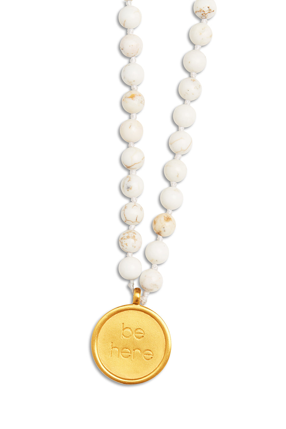 White Turquoise Mala Necklace--0